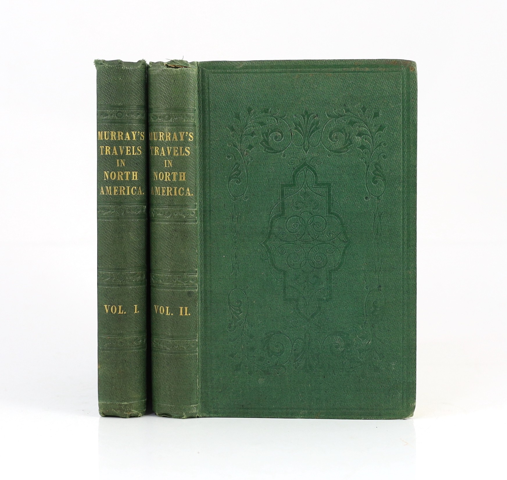Murray, Charles Augustus - Travels in North America, including a summer residence with the Pawnee Tribe of Indians ... 3rd edition, revised (etc.), 2 vols, publisher's blind-decorated and gilt lettered cloth, partly unop